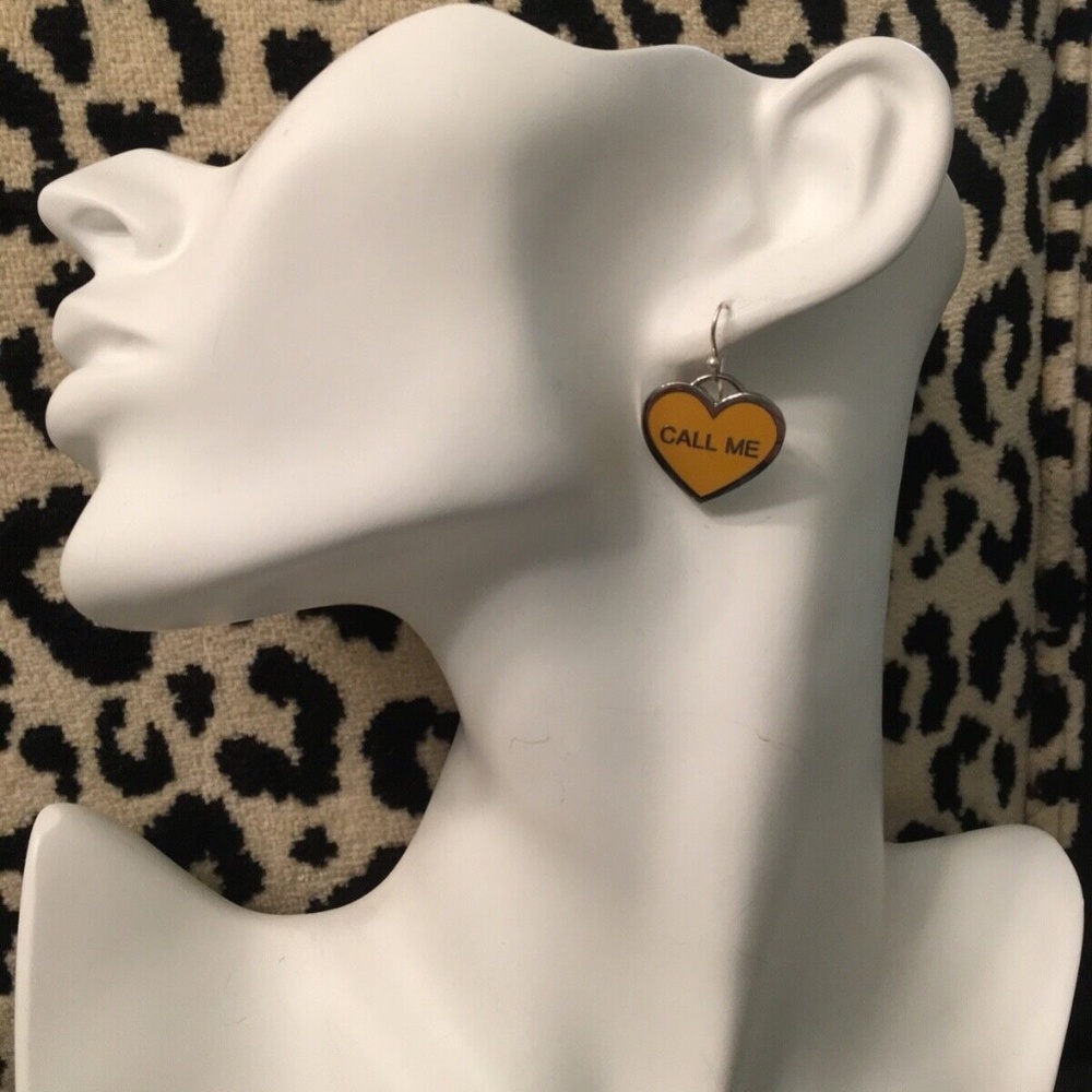 COACH EARRINGS "CALL ME" HEARTS STERLING EAR WIRES w/Pouch